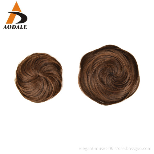 High quality wholesale ladies fashion brown headwear wig knot easy to tie clip in Hair bun hair toupee synthetic extensions